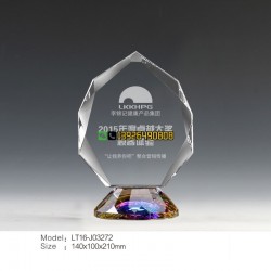 年度卓 越奖 水晶镀彩奖杯定做 公司活动表彰奖杯 经销商奖杯